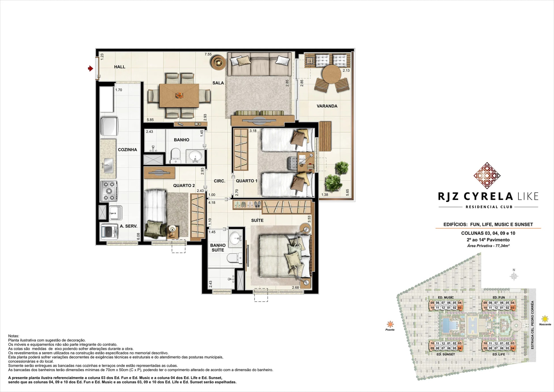 Planta — RJZ Cyrela Like Residencial Club — planta 1